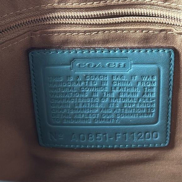 💐 COACH BLUE TEAL LEATHER HANDBAG  💐 - Picture 15 of 16
